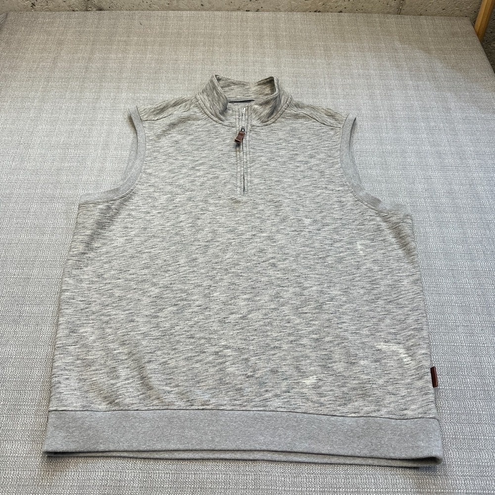 Duluth Gray 1/4 Zip Vest Men Large Cotton Blend Sleeveless Pullover Athleisure*